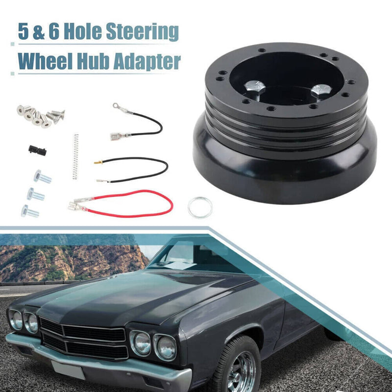 5 & 6 Hole Steering Wheel Hub Adapter for GM Chevy Flaming River Ididit Black