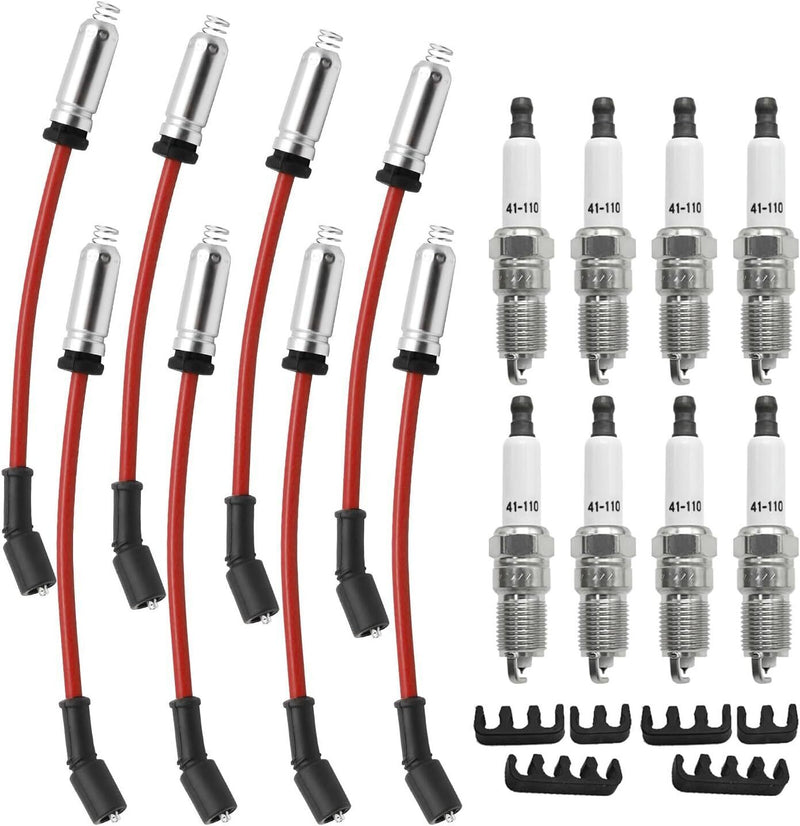 8mm Wireset + 8 Spark Plug 41-962 for Chevy Silverado GMC Sierra V8