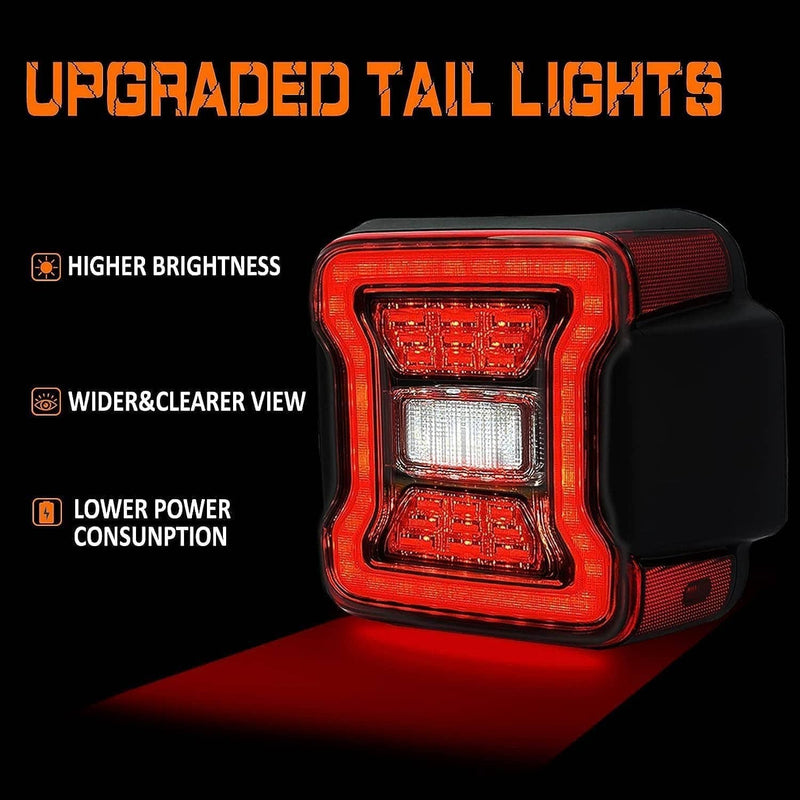 LED Tail Lights Pair for Jeep Wrangler JK JKU 07-18 Rear Brake Turn Signal Lamps