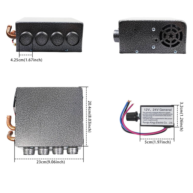 12 Volt Underdash Heater Heat w/ Speed Switch for Car Truck 4 Port