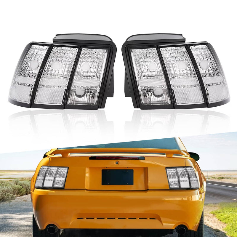 DURAFORCE Clear Lens Tail Lights For Ford Mustang 1999-2004 Rear Brake Lamps Left Right