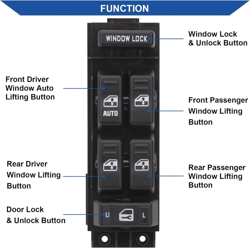 Black Electric Window Master Switch For Tahoe Yukon Suburban Avalanche 15062650