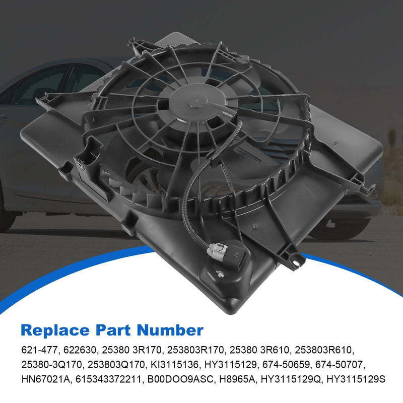 Radiator Condenser Cooling Fan Assembly for Hyundai Sonata 2011 2012 2.4L