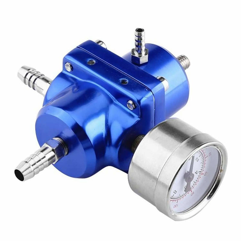 Aluminum Adjustable Fuel Pressure Regulator Gauge Fitting Kit Universal Blue