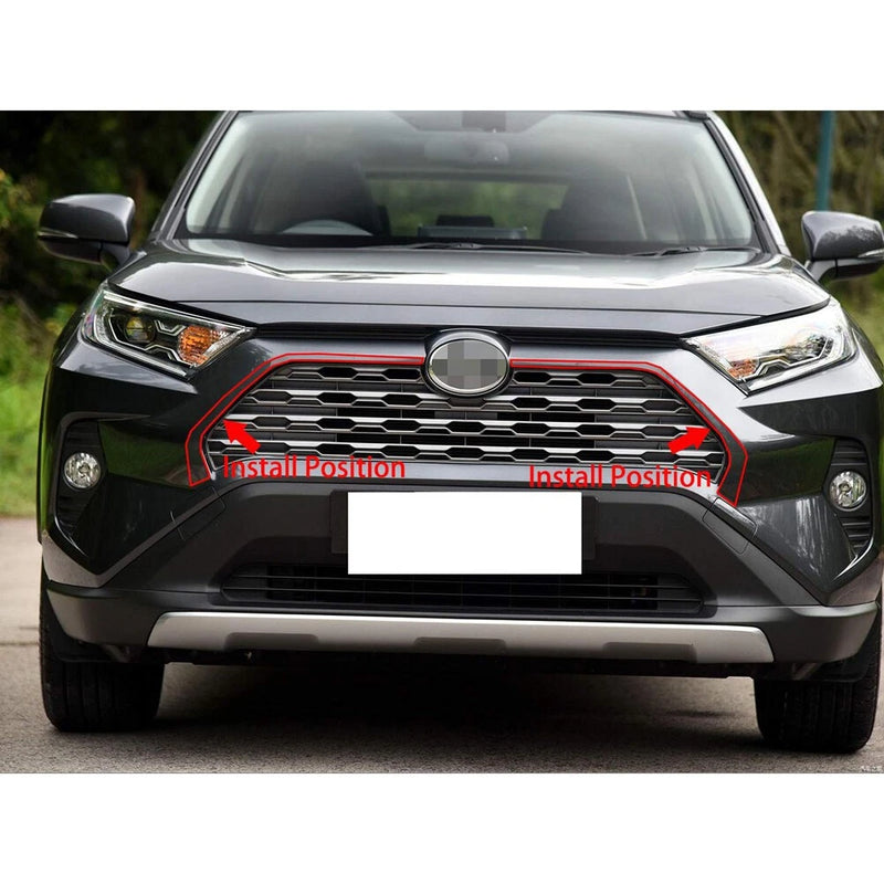 ABS Chrome Front Upper Grille Mesh Cover Trim For Toyota RAV4 2019-2024 2025 2x