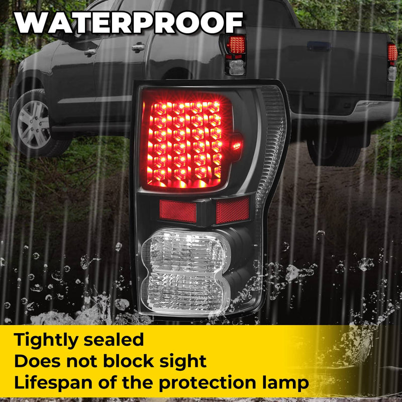DURAFORCE Full LED Tail Lights Left+Right Black for Toyota Tundra 2007-2013 Pair Set