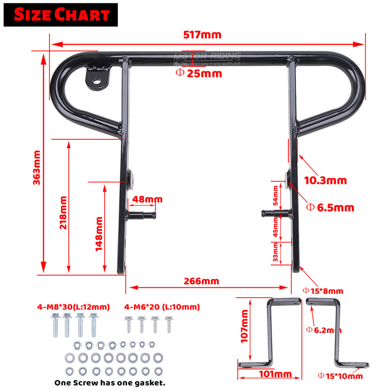 Rear Bumper Grab Bar Aluminum Black for Yamaha Raptor 700 700R ATV 2006-2024
