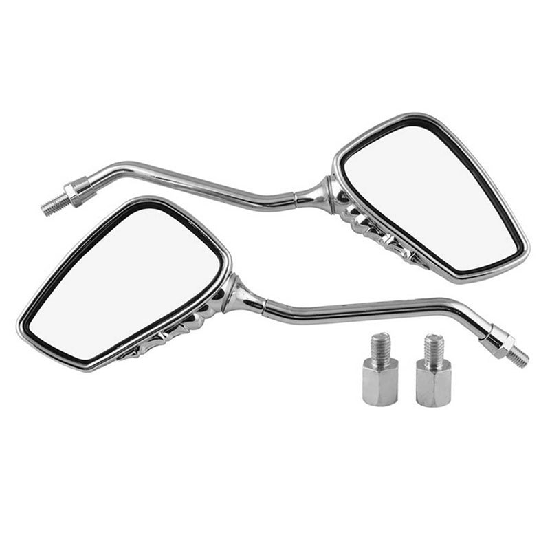 8mm 10mm Chrome Skull Hand Motorcycle Side Mirrors for Harley Honda Suzuki