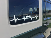 DURAFORCE EKG Heartbeat Vinyl Sticker For Jeep JK JL Unlimited Rubicon Sahara 22.5 x 4 Inch
