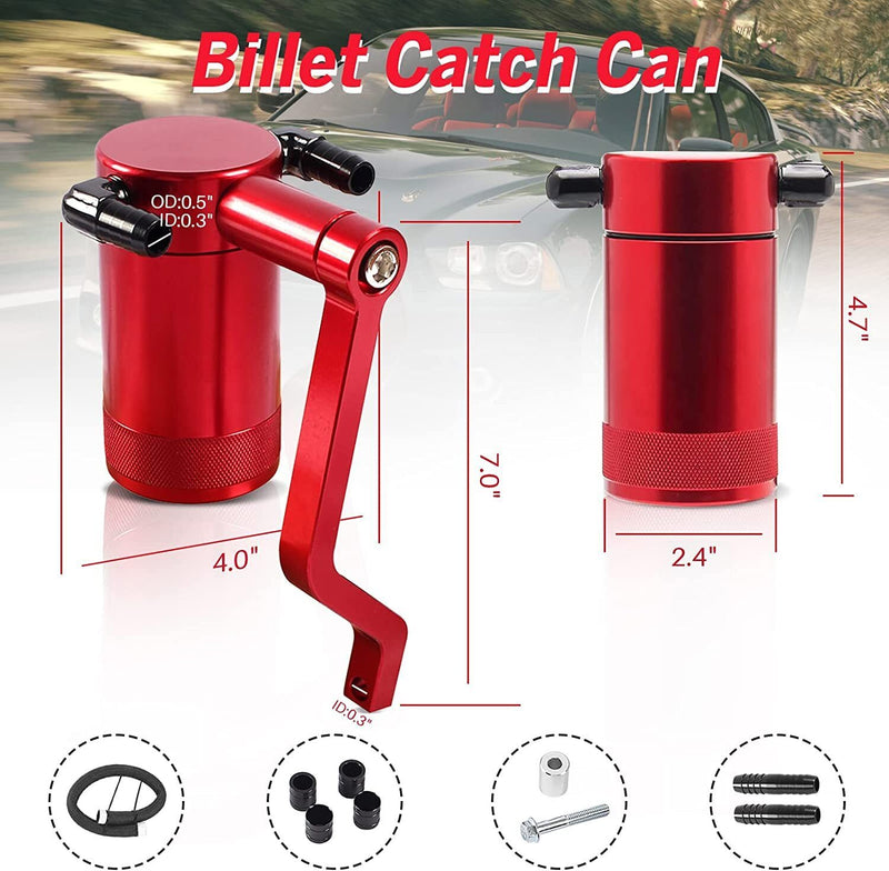 Oil Catch Can Kit Z-Bracket Red Finish for Dodge Challenger Chrysler 2011-2021