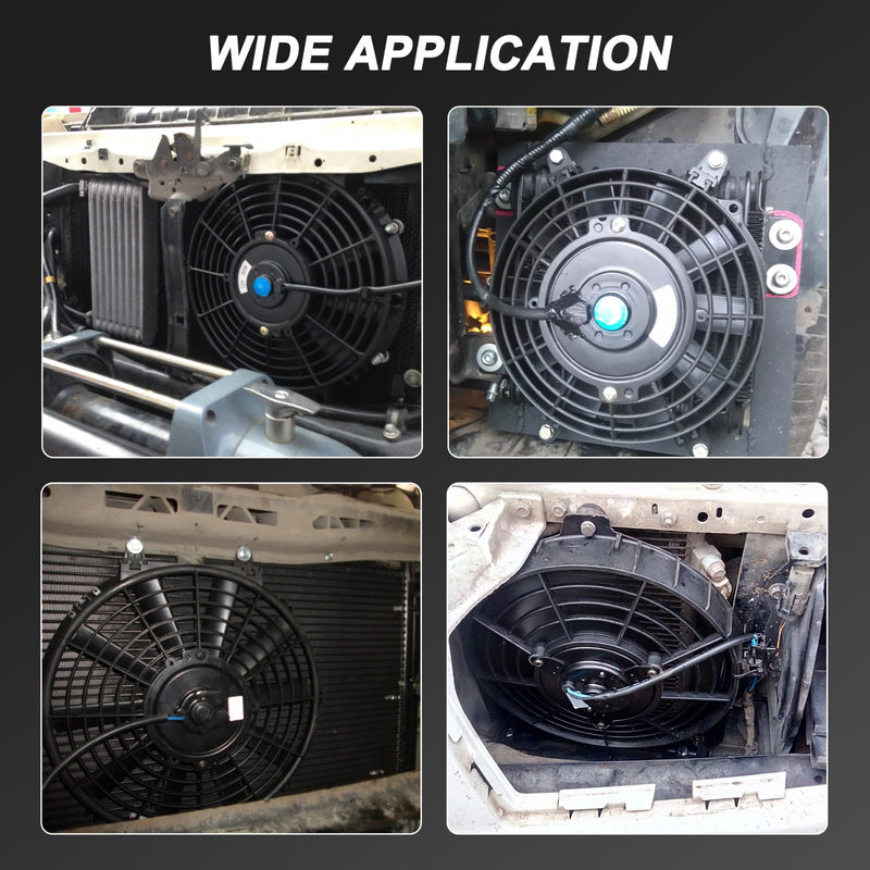 Universal Electric Radiator Slim Cooling Fan Push Pull 10" 12v 80w 1750CFM