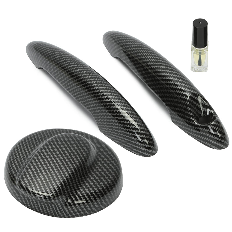 Carbon Style Door Handle Covers Gas Tank Cap for MINI Cooper S R50 R55 R56 06-14