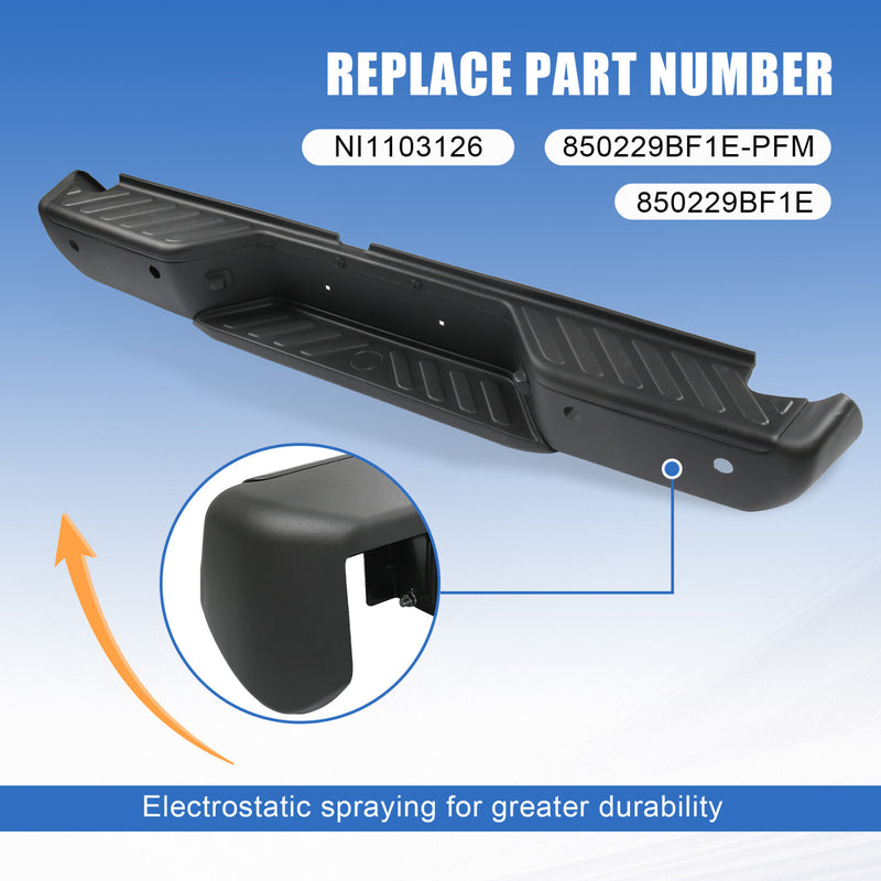 Rear Steel Step Bumper Assembly with Sensor Holes for Nissan Frontier 2013-2021