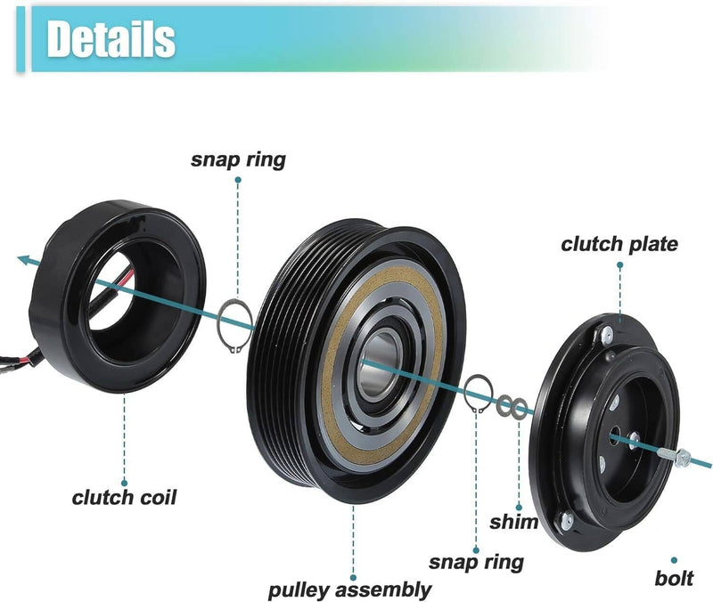 AC Compressor Clutch Kit Pulley Coil for 2005-2015 Toyota Tacoma 2.7L 4.0L