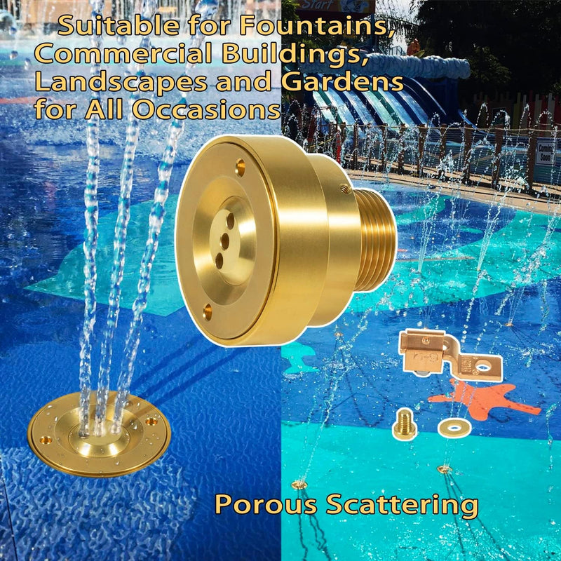Swimming Pool Spa Brass Deck Jet Fountain Nozzle 3 Hole with Grounding Lug