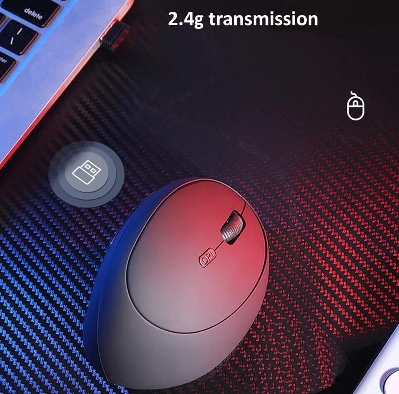 Ergonomic 2.4GHz Wireless Vertical Mouse with 3 Adjustable DPI 800/1600/2400