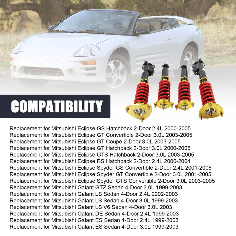 Full Coilovers for 2000-2005 Mitsubishi Eclipse 3rd-Gen D53A D52A Adj Height