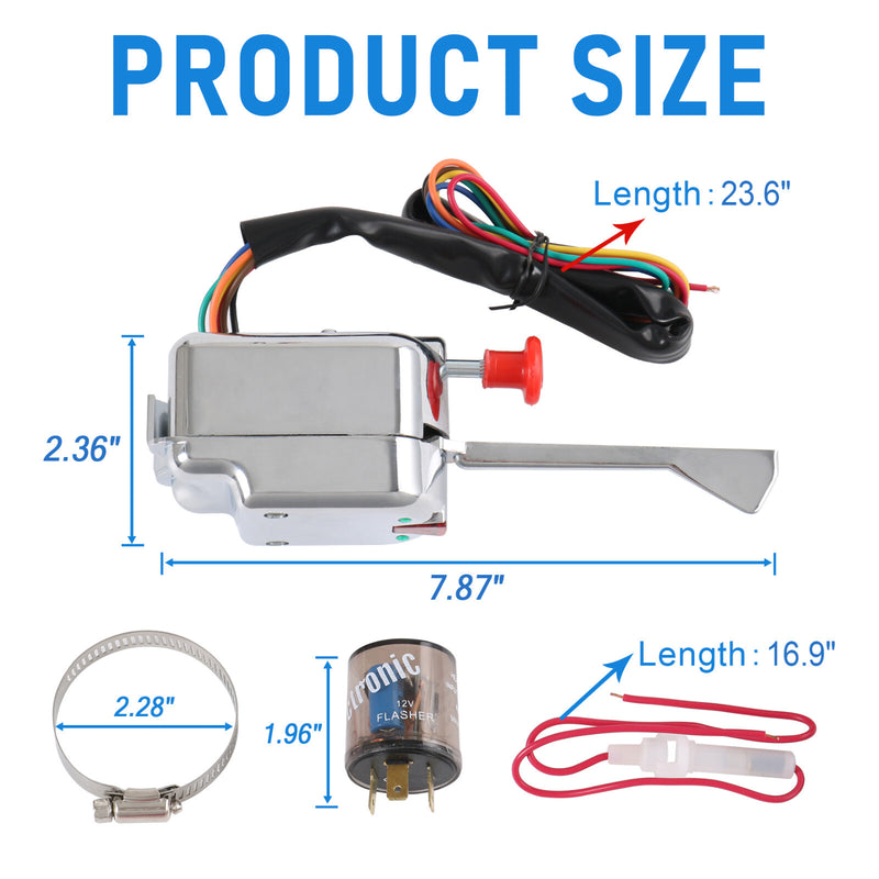 12V Chrome Universal Rat Hot Rod Turn Signal Switch for Ford GM with Flasher