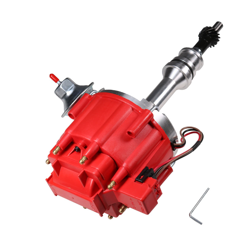 Red HEI Distributor for Ford 351W Windsor with 65K Hi-Output Coil Pigtails