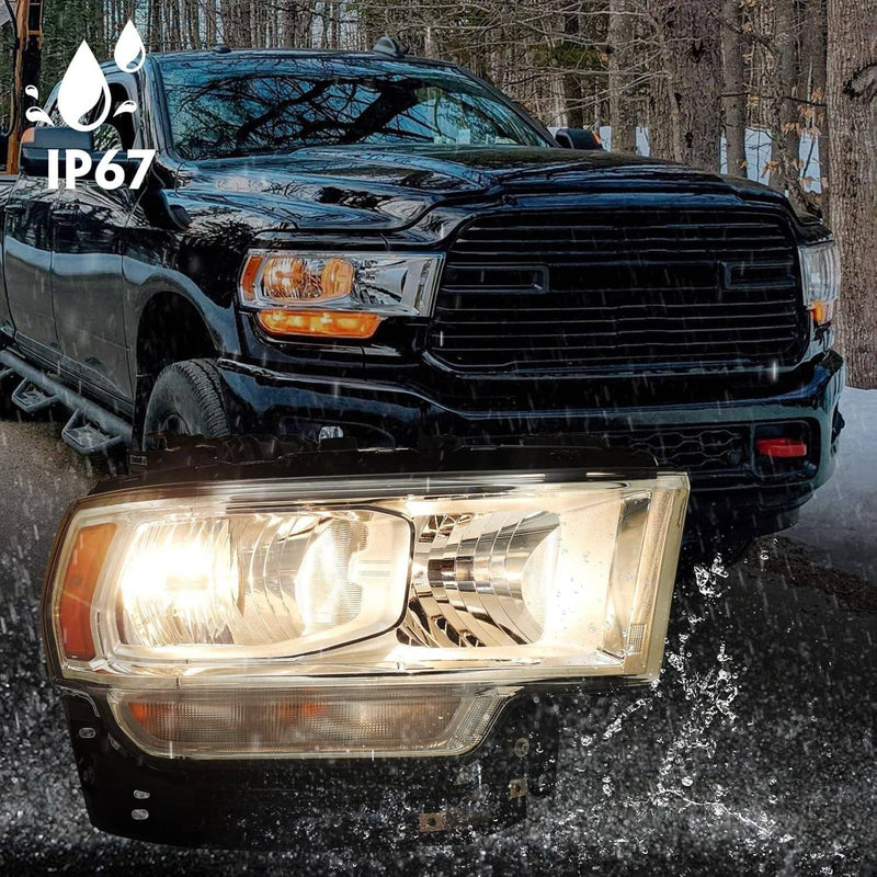 Halogen Chrome Headlight Assy Right Passenger Side for RAM 2500 3500 2019-2024