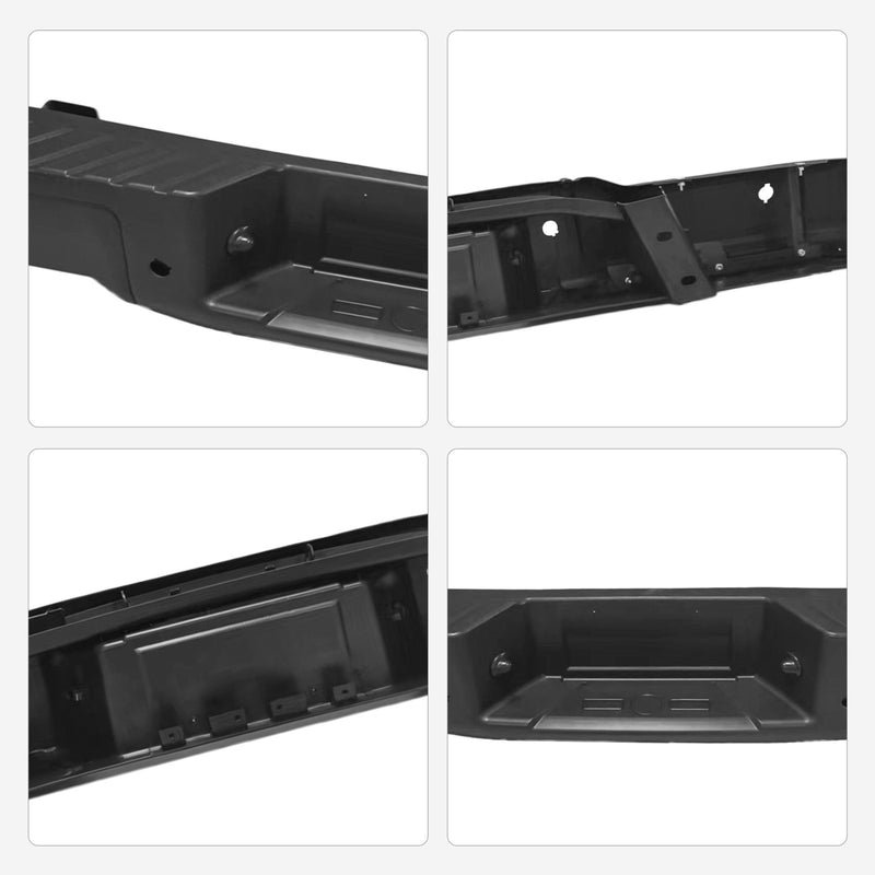 Rear Step Bumper for Ford F-150 2009-2014 with Parking Sensor Holes Black