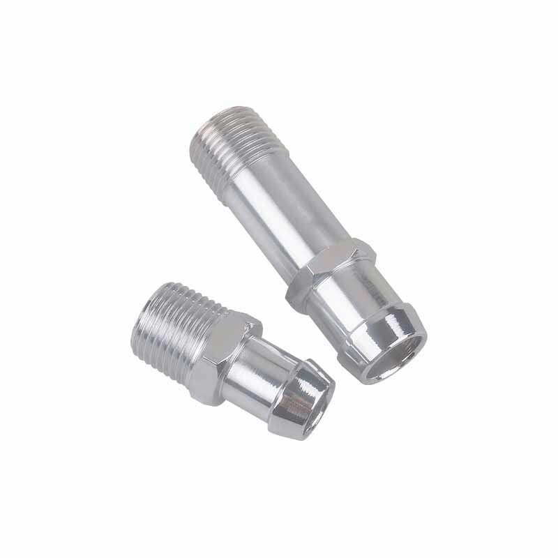 SBC BBC Chevy Heater Hose Fitting Set 3/4 Water Pump 5/8 Intake Chromed Steel