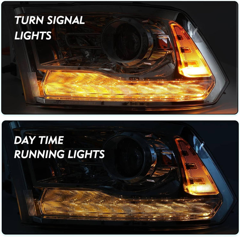 LED Projector Chrome Headlights for 2009-2018 Dodge Ram 1500 2500 3500 Pickup