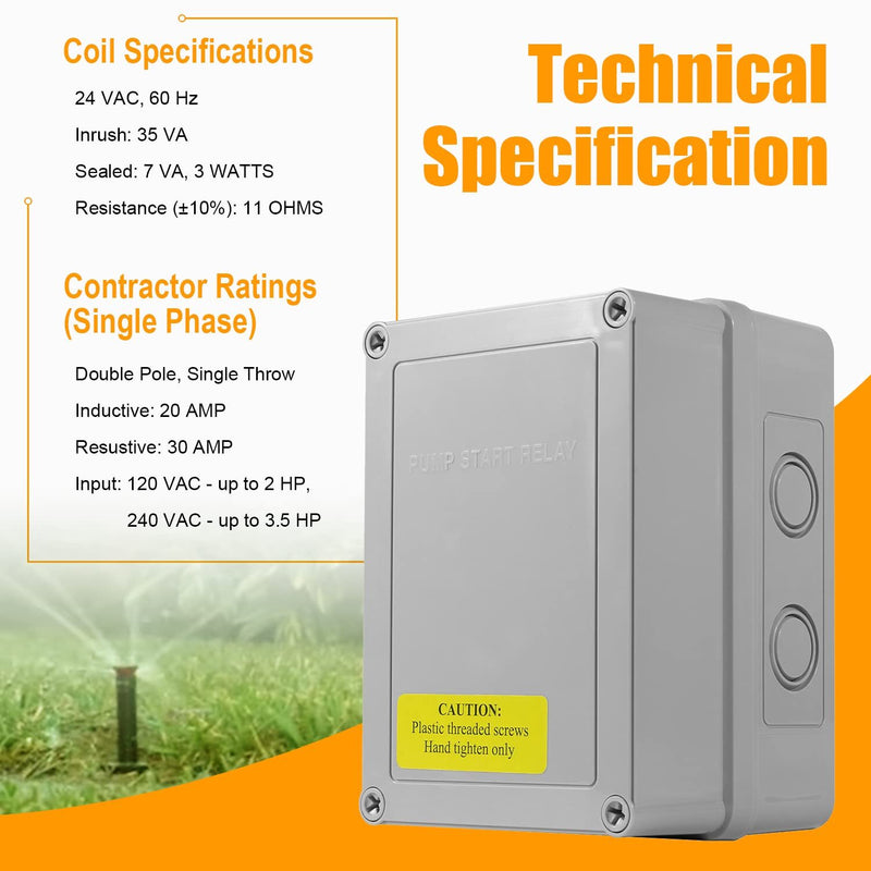 1522 Pump Start Relay for Irrigation Systems 3 HP 110V 220V 24V Coil