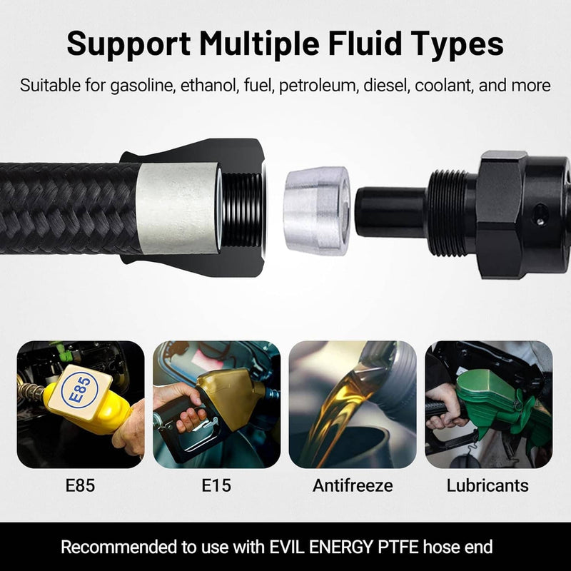 6AN 20FT E85 PTFE LS Swap EFI Fuel Line Fitting Nylon Braided Kit