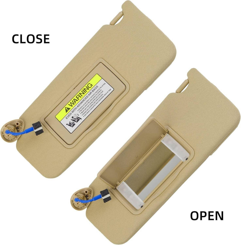 Sun Visor Left Driver Side with Light Mirror for Honda Accord 2008-2017 Beige