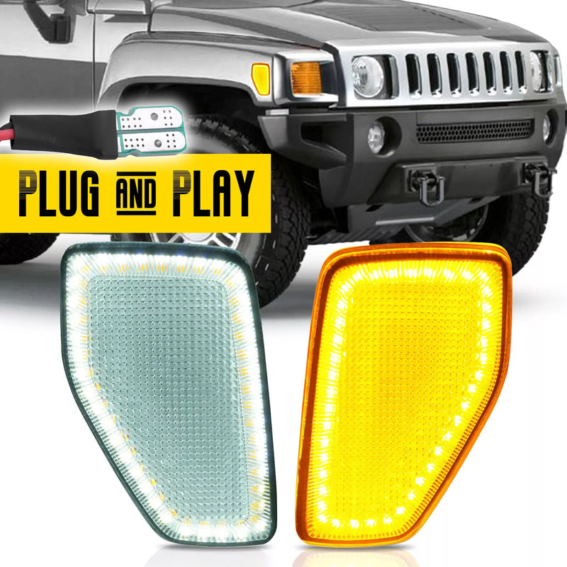 Switchback LED Side Marker Signal Lights Clear Lens for HUMMER H3 2005-2010 Pair