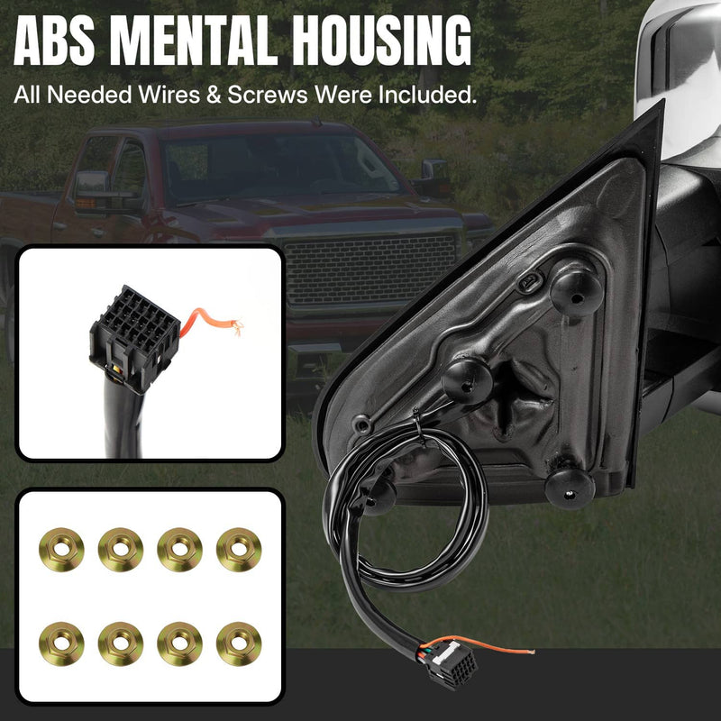 Tow Mirrors for 2014-2018 Silverado Sierra 1500 Chrome Heated LED Signal