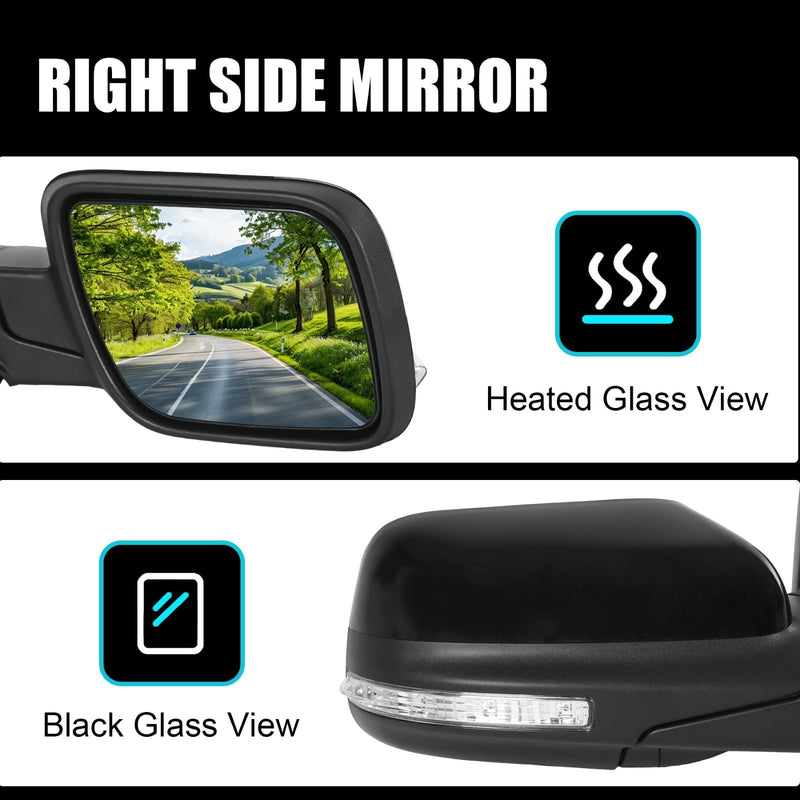 Side Mirror w/ Blind Spot Puddle Lamp Passenger for Ford Explorer 2016-2019
