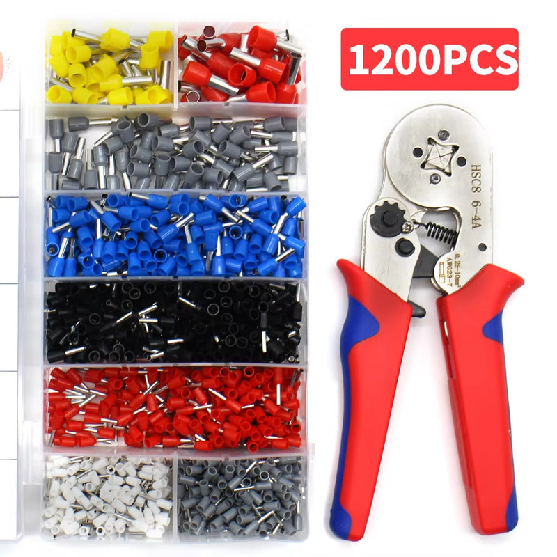 Ferrule Crimping Tool Kit AWG 23-7 Self Adjustable Ferrel Crimper with 1200 Piec