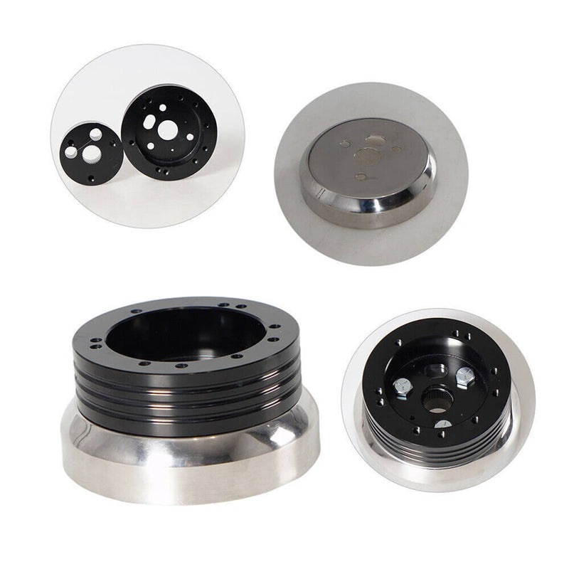 DURAFORCE 5 & 6 Hole Steering Wheel Hub Adapter for Chevy Flaming River Ididit GM Polished