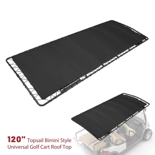 DURAFORCE 120" Bimini Style Golf Cart Roof Top Sun Top Tubular Canopy for EZGO Club Car