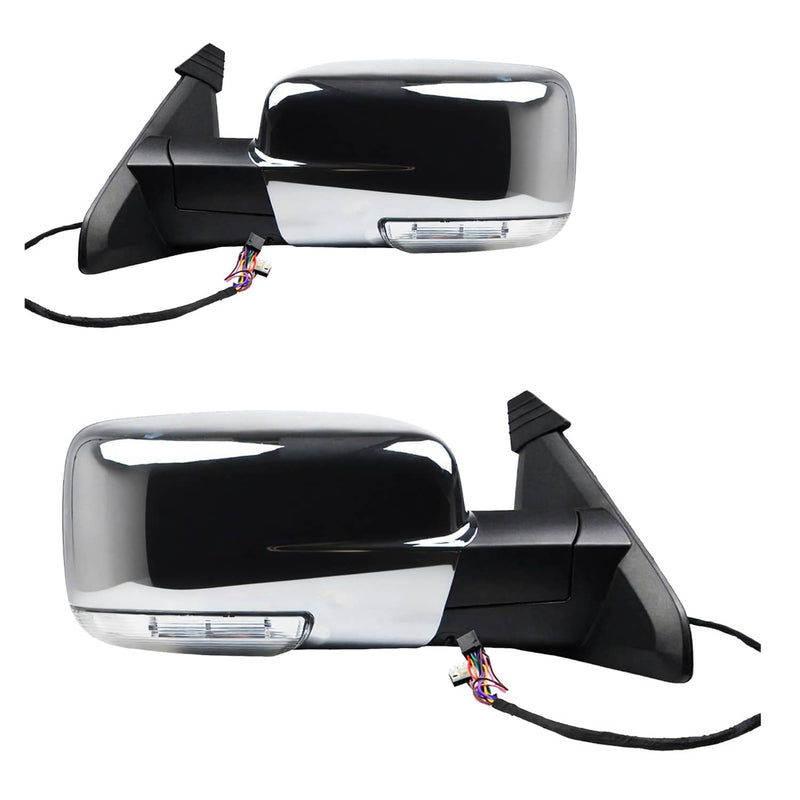 2Pcs Side Mirror Chrome Power Fold Heated Temper Sensor for 2013-2019 Ram 1500