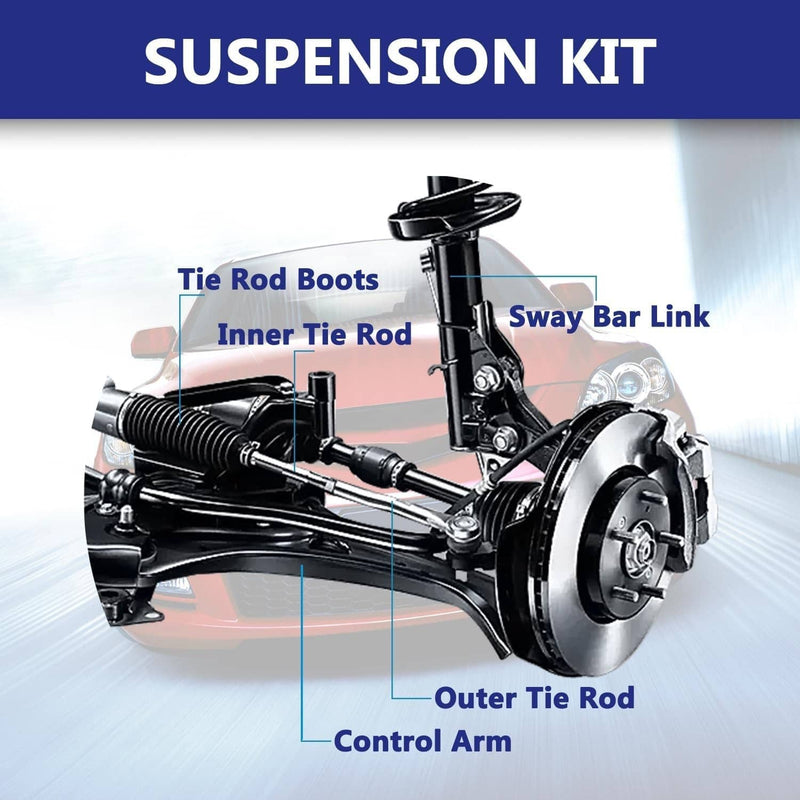 12Pcs Front Lower Control Arm Ball Joint Tie Rods Sway Bars for Mazda 3 Mazda 5