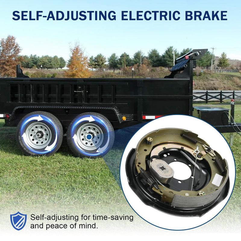 Pair Electric Trailer Brake 12" x 2" Self-Adjusting Assembly for 7000 lbs Axle