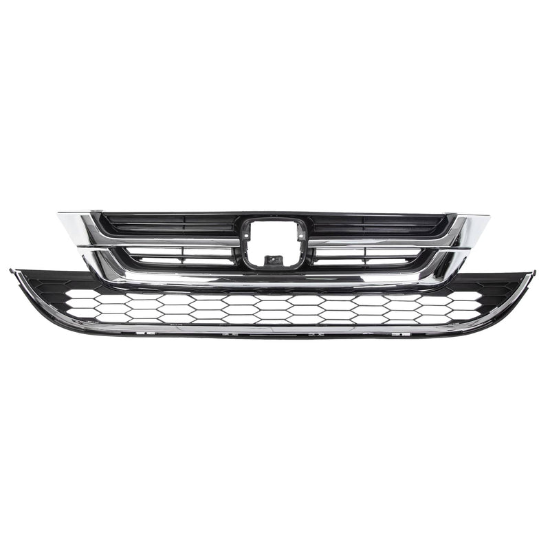 DURAFORCE Front Bumper Upper & Lower Grille ABS Chrome for Honda CRV CR-V 2010 2011
