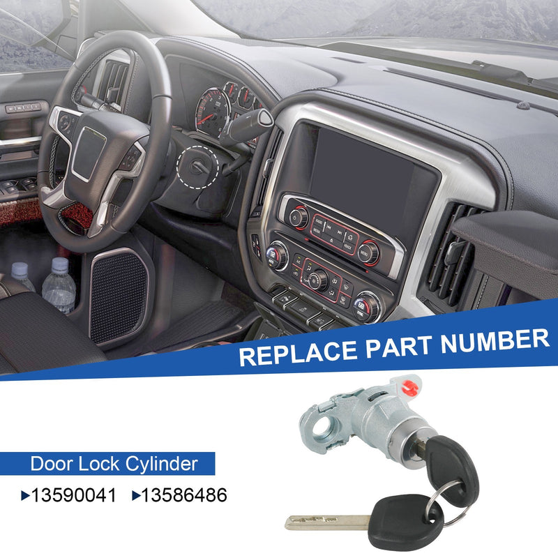 13590041 Driver Side Door Lock Cylinder w/ 2 Key for Chevrolet Silverado LHD
