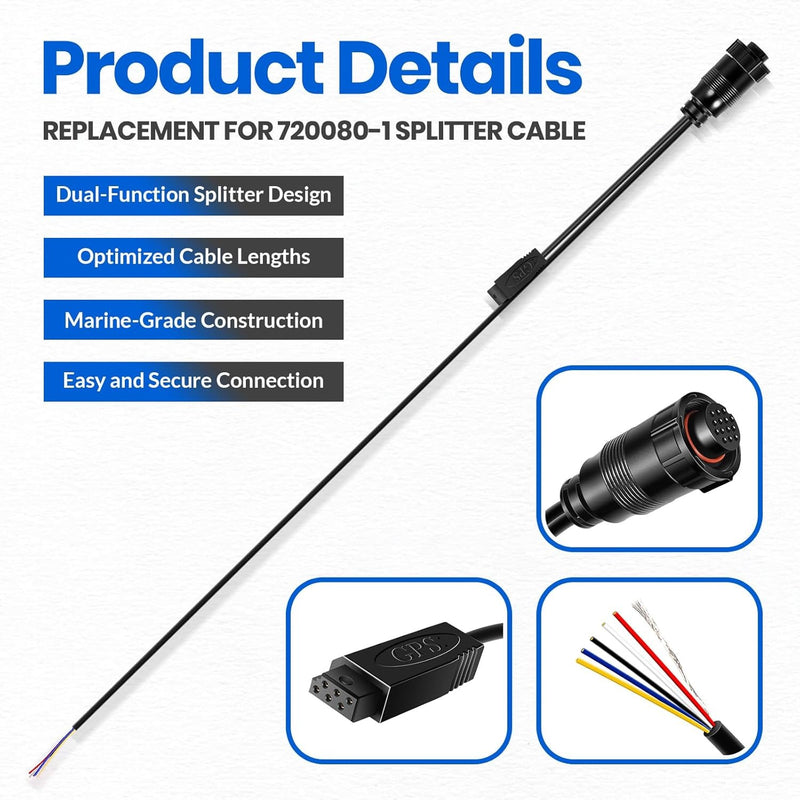 720080-1 AS GPS NMEA Splitter Cable for Humminbird SOLIX ONIX Fish Finder