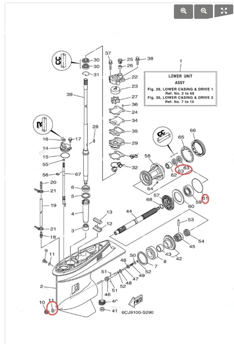 DURAFORCE 93101-25M03 90430-08003 Lower Gearcase Unit Seal Kit for Yamaha Outboard