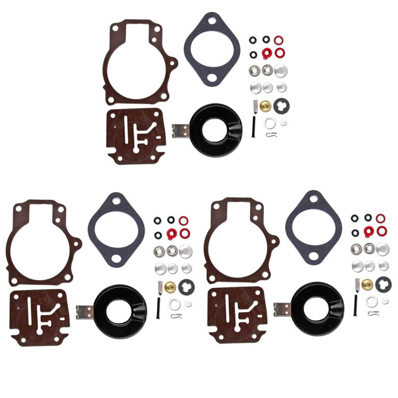 Carburetor Rebuild Repair Kit With Float for Johnson/Evinrude 18 20 25 HP 3Pcs