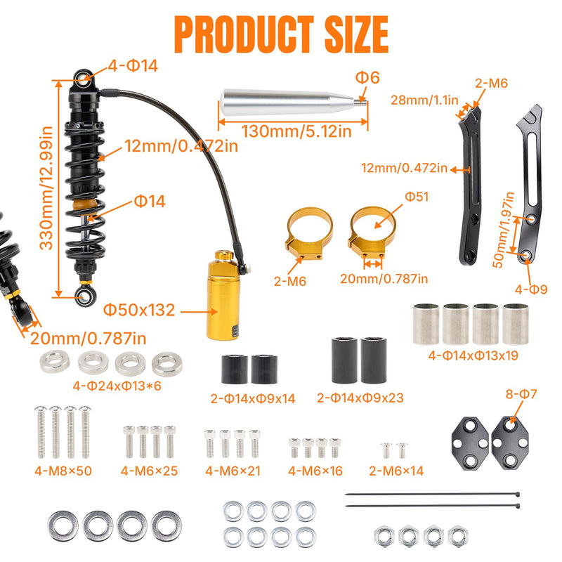 Remote Reservoir Rear Shock for Harley Electra Glide FLHT Suspension 2019-2022