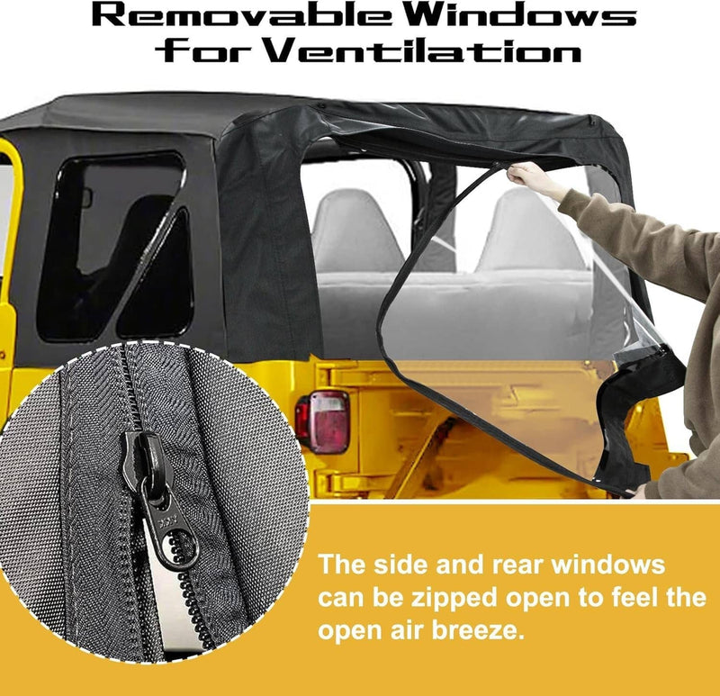 4Pcs Jeep Wrangler TJ Premium Rear Soft Top Upper Skins for 1997-2006 Jeep