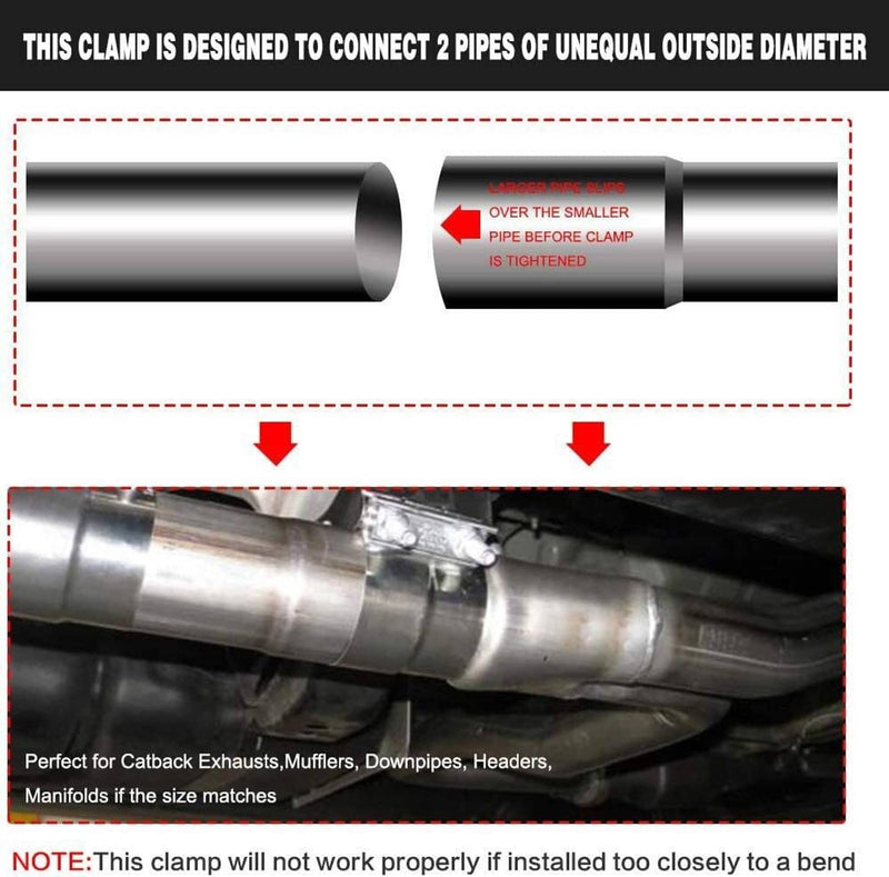 3 Inch Lap Joint Exhaust Band Clamp Muffler Sleeve Coupler Stainless Steel 2 Pie