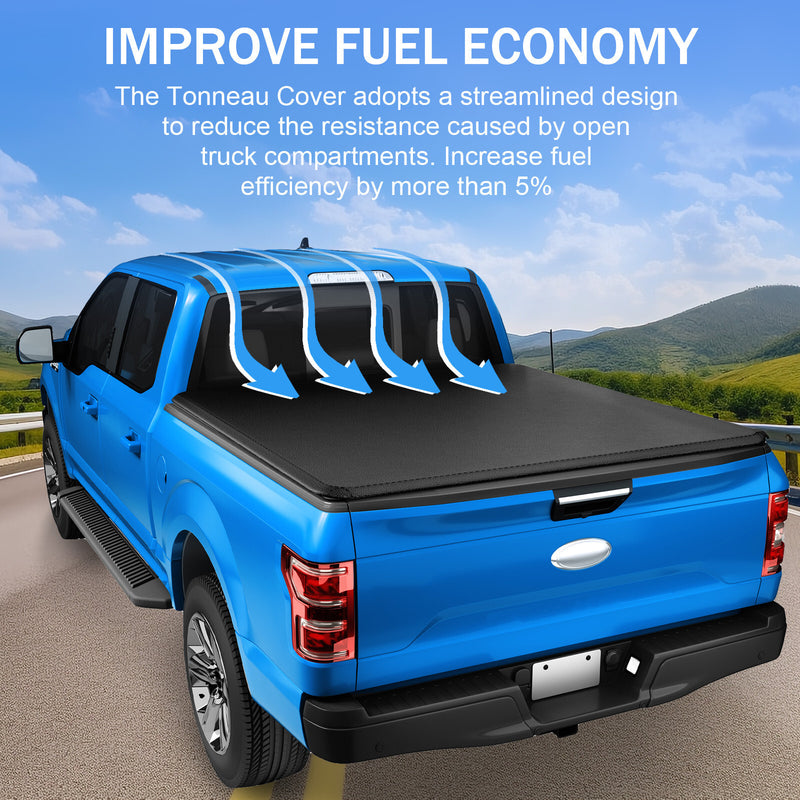 5 FT Fleetside Short Bed Soft Roll-Up Tonneau Cover for Toyota Tacoma 2005-2015