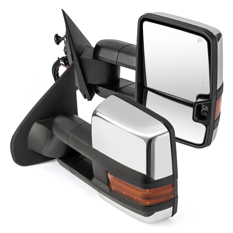 Tow Mirrors for 2014-2018 Silverado Sierra 1500 Chrome Heated LED Signal