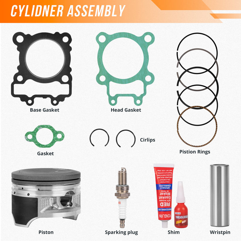 Cylinder Piston Ring Gasket Top End Rebuild Kit for Kawasaki Bayou 250 2003-2011